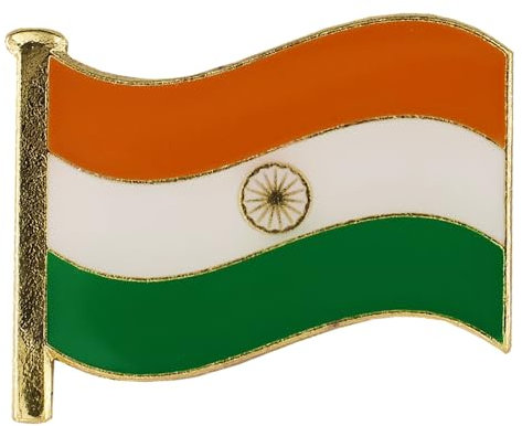 Country Flag Pin Badges - Size 20mm - Enamel Colours on Gold Finish - Butterfly Clasp - Choice of Countries. (India Flag Pin Badge)