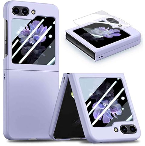 Knoowcase for Samsung Galaxy Z Flip 7 FE Case Samsung Galaxy Z Flip 6 Case Built-in Tempered Screen Protector Shockproof Matte Coating Hard PC Ultra Thin Bumper Anti-Slip Protective Skin, Purple