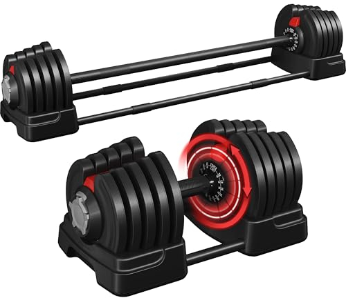 Yaheetech 2-in-1 Verstellbare Hanteln aus Kurzhantel & Langhantel Hantel-Set Gewichtsstufen 2 kg bis 41 kg Einstellbares Hantelset mit 2 Modi Multihanteln Platzsparendes Hantel-Set