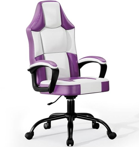 Sedia Gaming Ergonomica Blu, Poltrona in Pelle PU Traspirante, Regolabile in Altezza, Girevole Mobile, Comoda per Adulti e Bambini (Viola)
