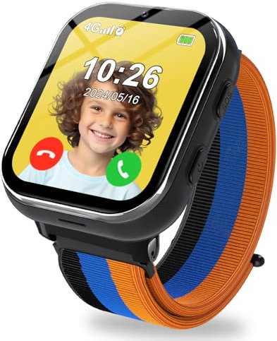 PTHTECHUS Smartwatch Bambini 4G, Orologio Smartwatch per Bambini con GPS, SOS, Modalità Scuola, Video chiamate, Fotocamera, Smart Watch Bambini 5-12 Anni Regalo