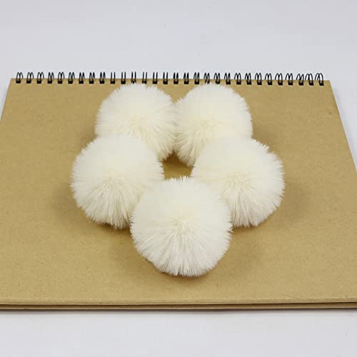 Anevous 10 Stück Pompon zum Basteln, 4 cm Pom Poms Kunstfell Bommel Dekorieren Pompons Fluffy Fellbommel für Weihnacht Geburtstag Hochzeit Party Dekorationen, DIY Nähen Kreativen Handwerk,Naturweiß