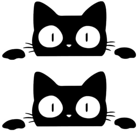 JEYORZY Autoaufkleber Lustige Katze, 2 Stück Schwarze Katze Auto Aufkleber, Cartoon Tier Katze Kätzchen Sticker, Lustige Autoaufkleber Wassdichte PVC Cat Aufkleber Fenstersticker für Auto Wand