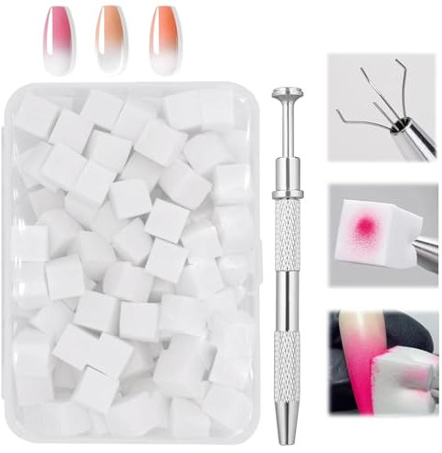 100 Pcs Nail Sponges For Ombré, Nail Sponge +One Pen And One Empty Box, Nail Sponges, Nail Art Sponge, Nail Art Tools Sponge Brush, Ombre Nail Brush For Nails Art Design