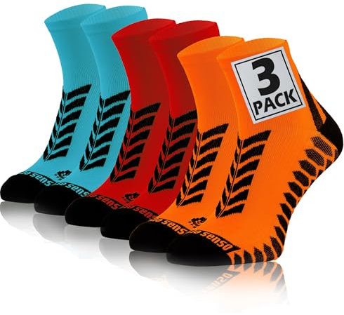 sesto senso Sport Socken Damen Herren 3 Paar Bunte Sportsocken Laufsocken Rot Blau Orange 39-42 3 Pack Rot mix
