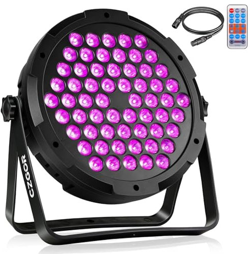 90W LED Par Strahler, Czgor 60 LED RGB 3 in 1Bühnenlicht Partylicht mit Fernbedienung, 1M DMX Kable und 9 Lichtmodi, DMX 512 7CH Discolicht Scheinwerfer Bunt Beleuchtung für DJ Party Feste Show Bar