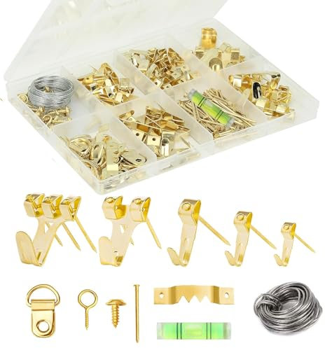 283 ganci resistenti per pareti dure, kit per appendere quadri con filo, denti di sega, anello a D, chiodi con viti per specchi, cornici, decorazioni e dipinti