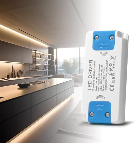 24V LED Trafo Netzteil 12W, BRIMETI 0,5A LED Transformator 230V auf 24V LED Treiber Schaltnetzteil, AC 230V auf DC 24 Volt, Kompakter Extrem Dünner Konstantspannung Niedervolttrafo