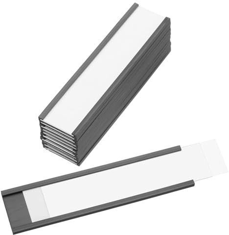 PATIKIL 10 Stück Magnetischer Etikettenhalter 4 x 1 mit Papiereinsätzen | C-Kanal Magnetische Aktenschranketiketten Regal-Datenkartenhalter Schilder, für Metallregale Whiteboard