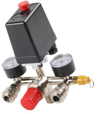 Compresseur d'air électrique triphasé 380 V - Distributeur de pression - Appareil de mesure - Support avec couvercles jaunes