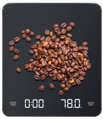 MIUUIPI Mini-Kaffeewaage mit Timer, Wiederaufladbare Espresso Waage, 3kg/0,1g Genaue Waage für Espresso, mit LED Display, Tragbare Digitale Küchenwaage mit Automatischer Zeitmessung