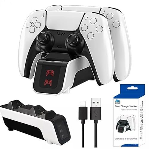 PS5 Controller Ladestation, Dual Charging Station für Playstation 5 DualSense Controller, mit LED-Ladestatusanzeige