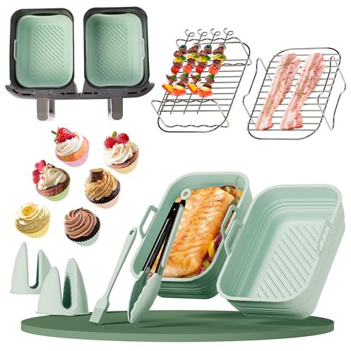 HAUSVIVO lot de 14 accessoires pour air fryer – moules silicone, grille, moule muffins – compatibles avec Ninja Dual Zone AF400EU/AF400EUCP – sans BPA, alimentaires, lavables au lave-vaisselle