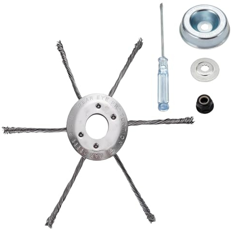 9 Inch Universal Weed Eater Wire Brush Head,Universal Steel Wire Weed Eater Blade for 25.4mm Hole Petrol Weed Eater，Heavy Duty Steel Trimmer Head for Lawn, Pavement, Brick & Gravel(with 4 accessories）