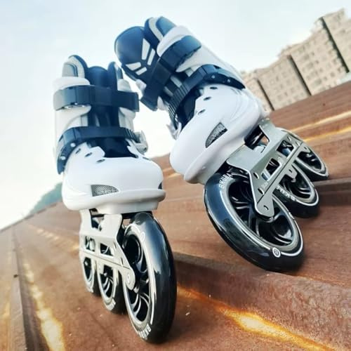 MHXZKHL Rollschuhe Mit 3 Rädern, 125 Mm Professionelle Inline-Skating-Schuhe Für Männer Und Frauen, Mit ABEC-7-Lager, Hochleistungs-Speed-Cross-Country-Skates Für Erwachsene(Size:40,Color:White)