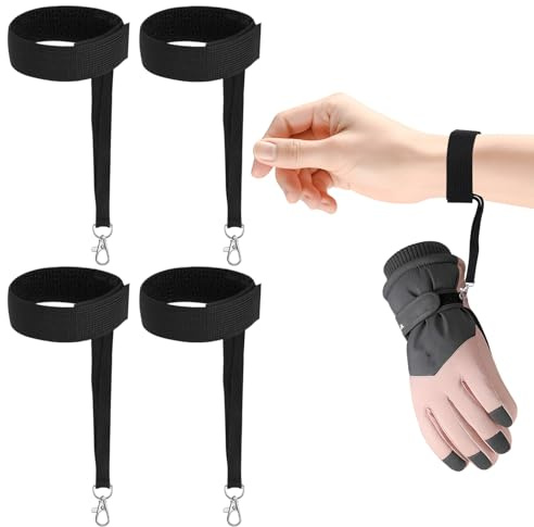 CYUXING Gants de Ski d'hiver 4 pièces avec dragonne élastique, Accessoires de Snowboard pour Hommes, Sangles de sécurité avec Porte-clés pour l'alpinisme, Le Snowboard et Les activités de Plein air