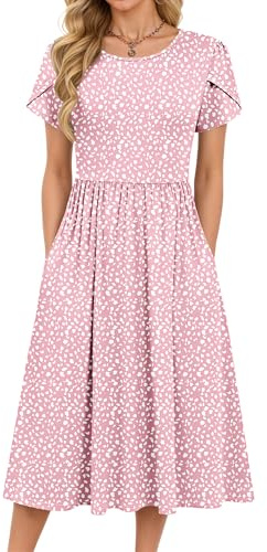 MOLERANI Femmes Robes d'été Robe De Midi pour Les Femmes Élégant Swing Robes de Plage avec Poches A-Line Casual Robe