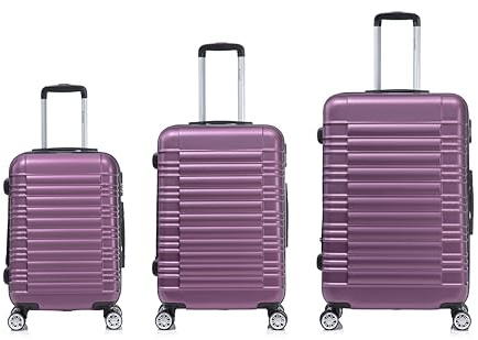 Boleedy Set di 3 Valigie da Viaggio(55/66/77cm) e Valigia Grande Rigide Leggero in ABS Trolley con Ruote a 360°,Bagaglio a Mano per Viaggio e Business