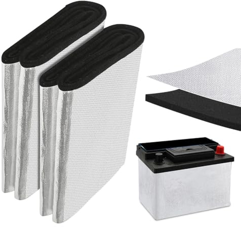 Batterie Isolationsset, 2 Stück Isolierhülle für Autobatterien 18x102cm inkl. Klebeband, Wärmebeständig, Kältebeständig und Flammhemmend, Autobatterie Schutzhülle für Auto, LKW, Wohnmobil und Boot