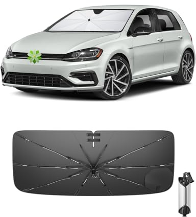 Ruiya Sonnenschutz Auto Frontscheibe Kompatibel mit VW Golf 7 7.5 2013-2019 | Golf 8 2020-2025 2026, Wärmeisolierender Sonnenschirm Windschutzscheibe Sonnenschirm Regenschirm UV-Schutz Frontscheibe