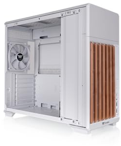 Thermaltake TR300 WS Mid Tower Gehäuse | ATX Case | Front‑PSU Design | 3mm Tempered Glass | Bis zu 360‑mm AIO Support | 8× 120‑mm Lüfter | USB‑C | Holz‑Akzente | Weiß