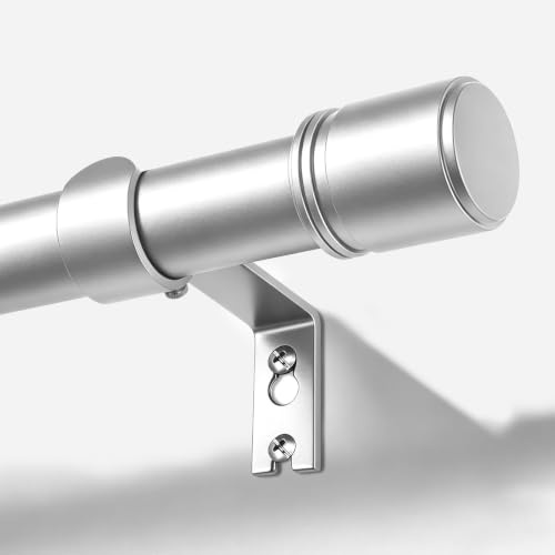 BOLITE Ausziehbare Gardinenstange Silber 80-148 cm, 25 mm Vorhangstange | Metall-Gardinenstange, bis 15 kg, Wandmontage, Einfache Montage, Inkl. Halterungen und Zubehör, für Wohnzimmer & Schlafzimmer