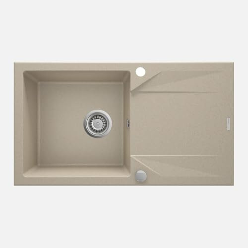 Fregadero de cocina de granito con 1 cubeta y escurridor 78 x 44 cm arena - Kalo