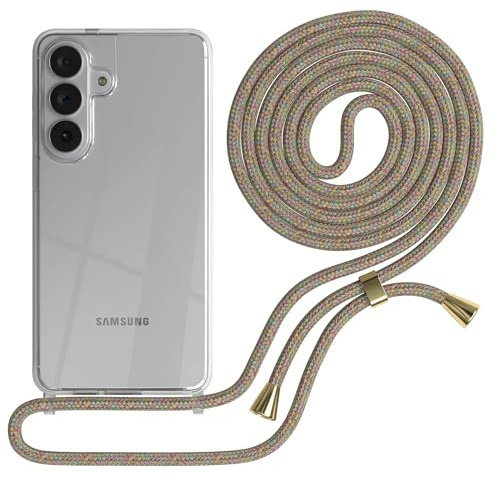 EAZY CASE Handykette kompatibel mit Galaxy S26 Plus Handyhülle mit Umhängeband, Handykordel mit Schutzhülle, Silikonhülle, Hülle mit Band, Stylische Kette für Smartphones, Rainbow