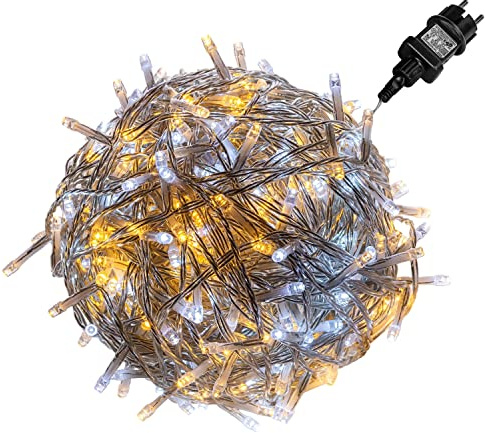 VOLTRONIC LED Lichterkette, IP44, Modell- und Farbwahl, 600 LEDs, Transparentes Kabel, kaltweiß/warmweiß
