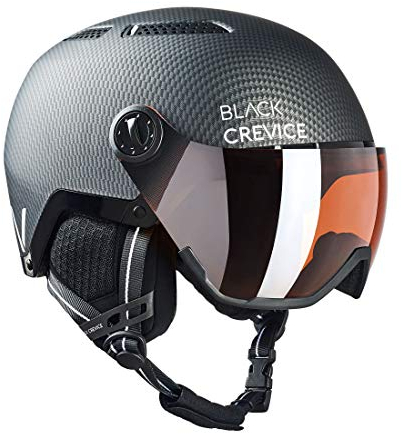 Black Crevice Skihelm Chamonix mit Visier, matt schwarz Carbon/weiß, L (58-61 cm)…