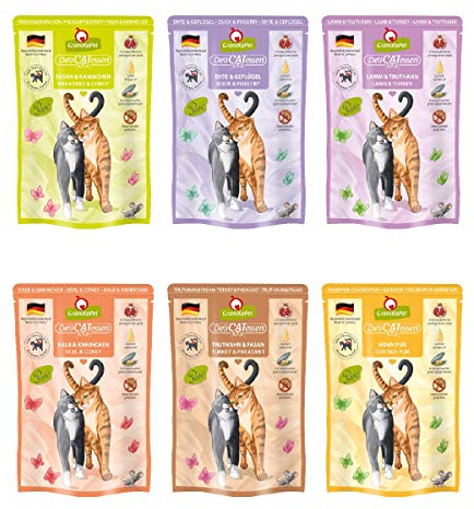 GranataPet DeliCatessen Multipack 3 ohne Fisch, Nassfutter für Katzen im Probierpaket, Alleinfuttermittel ohne Getreide, Katzenfutter mit hohem Fleischanteil & hochwertigen Ölen, 6 x 85