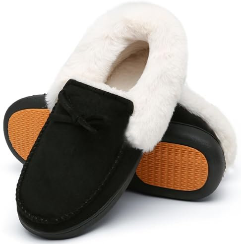 Mishansha Zapatillas Casa Mujer Invierno Pantuflas Mujer Invierno Zapatillas de estar por Casa Cerradas Calientes Women Slippers Negro Profundo,Gr.40 EU