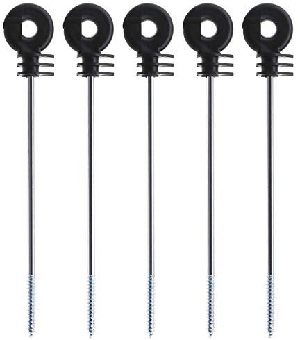 YINETTECH 30Pcs Insulators Fencing Post Screw-in Ring Set for Low Impedance Durable Meadow Farm Electric Fence Wood Post Black