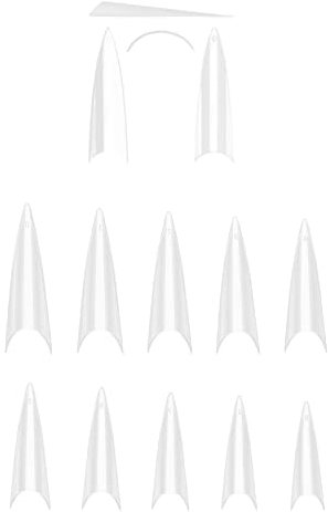 600 Pieces Extra Long XXL Stiletto Straight Pointed False Nail Tips Nail Extensions NATURAL Half Cover Acrylic False Nails Tips- Professional Salon & Home Use