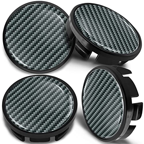 SkinoEu 4 x 65mm Nabendeckel Felgendeckel Radnabenabdeckung Nabenkappen Felgenkappen Radkappen Alufelgen Kompatibel mit VW 3B7 601 171 / 6U7 601 171 Carbon Schwarz CV 12