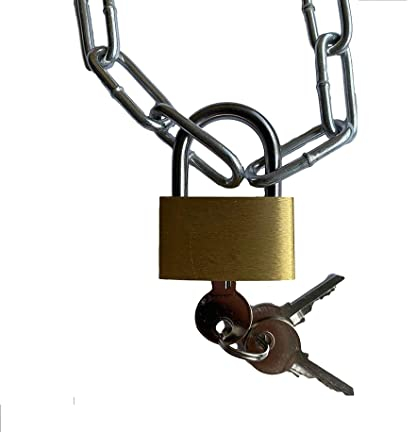 Brem-Industriebedarf Cadena de Acero con Candado | Incluye 3 Llaves | Longitud entre 25 cm hasta 250 cm | Candado de 25 mm + 2 x 22 x 8 mm Cadena Galvanizada (25 cm)