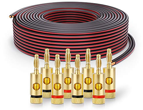PureLink Speaker Cable OFC 2 x 2.50 mm² (0.20 mm) 30.0 m Black Set of 8 Banana Plugs