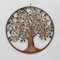 Annibells Large Rustic Metal Round Garden Wall Plaque - Tree with Green Leaves 60 cms