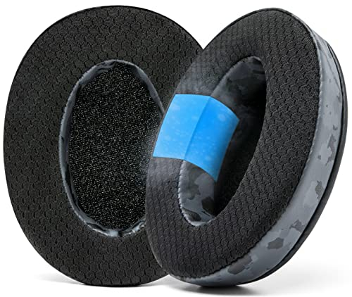 WC FreeZe Hybrid Fabric Cooling Gel Replacement Earpads for ATH M50X - Compatible with ATH M40X / M50XBT / HyperX Cloud 1 & 2 / SteelSeries Arctis 3/5 / 7 / 9X & Pro/Stealth 600 & More (Black Camo)