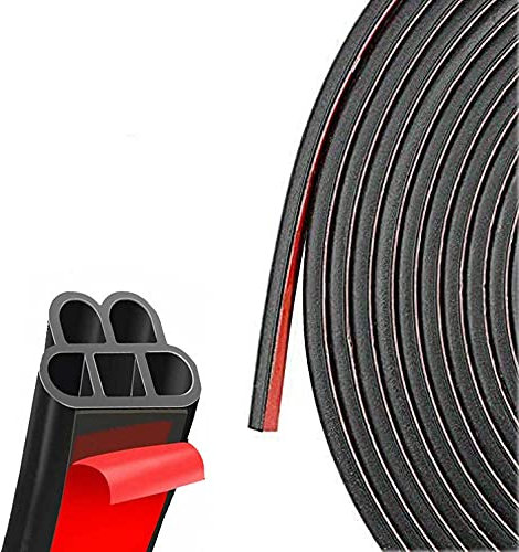 Dricar Car Door Seal Strip, 52.5Ft/16M Double Thickened T Shape Seal Strip, Self Adhesive Automotive Rubber Draught Seal Weatherstrip for Car Window Door Soundproofing Engine Cover (Black)