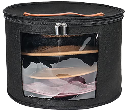 Goklmn Caja grande para sombreros de viaje, cajas plegables con tapas, organizador decorativo de armario para mujeres y hombres, adecuado para varios tipos de sombreros, 15.7x11 pulgadas, color negro