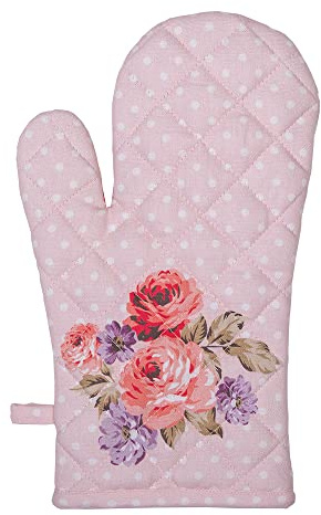 CLAYRE & EEF Küchenhandschuh für Frühlingsofen mit rosa Blumen 18x30 cm
