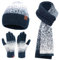 Damen Winter Warm Mütze Touchscreen Handschuhe und Lang Schal Set mit Fleece Gefütterte, Thermo Wintermütze Strickmütze Beanie Winterhandschuhe Strickhandschuhe Schals, Marineblau Weiß