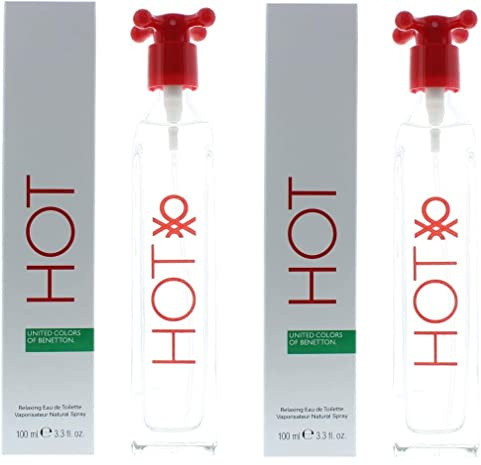 United Colors Of Benetton Hot Eau de Toilette EDT Womens Mens Unisex Fragrance 100ml 2 Pack