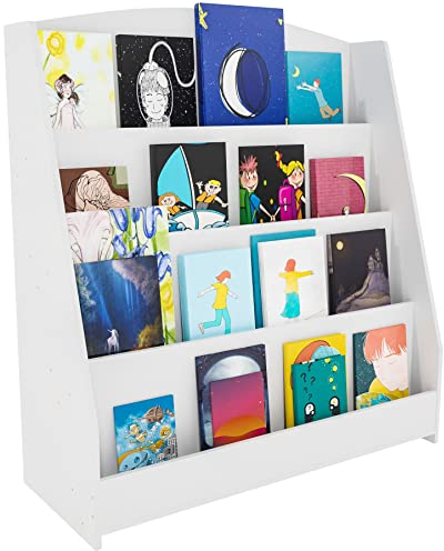 CLP Bücherregal Melfa I Zeitschriftenständer Mit 4 Fächern I Regal Für Kinderbücher I Organizer Weiß, Größe:80 cm