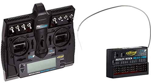 Carson 500501004 FS Reflex Stick Multi PRO LCD 2.4 GHz – 14-Kanal-Fernsteueranlage & 500501540 Modellsport Reflex Stick Multi Pro 14-Kanal Empfaenger 2,4GHz
