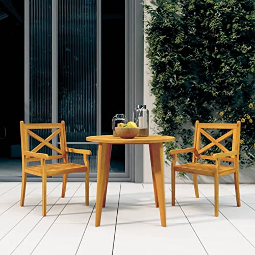 Tidyard 3-TLG. Bistro Set 3 Teilig Balkonset Balkonmöbel Sitzgarnitur Sitzgruppe Essgruppe Gartenmöbel Tisch und Stuhl Massivholz Akazie
