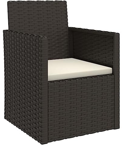 vidaXL Gartensessel mit Kissen Sessel Stuhl Gartenstuhl Terrassenstuhl Balkonstuhl Garten Terrasse Gartenmöbel Rattanmöbel Schwarz Poly Rattan
