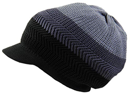 Rasta World Unisex Rasta Slouchy Beanie Visier Hut, Grau/Dunkelgrau/Schwarz, XL/Einheitsgröße