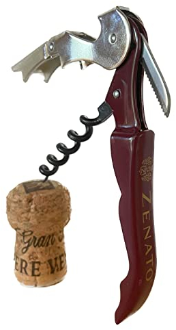 Sommeliermesser - Kellnermesser Profi 3 in 1 Flaschenöffner, Folienschneider, Korkenzieher - Patent Italy - Pulltex - Pulltaps - Bordeaux rot - Aufdruck: ZENATO